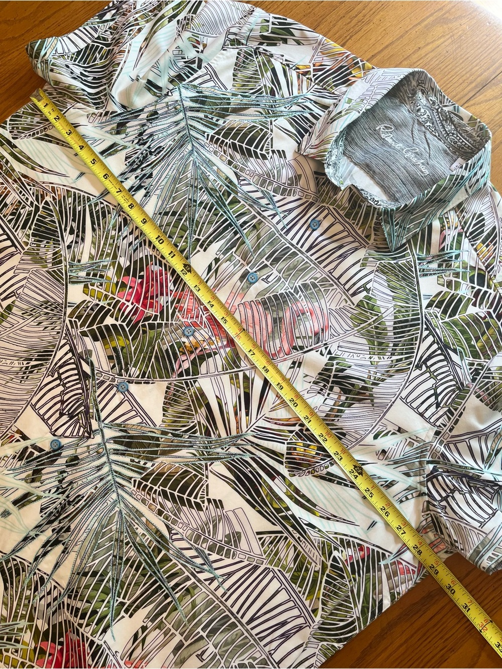 Robert Graham Palm Leaf Print Embroidered Short Sleeve Shirt 4XL - Picture 7 of 12